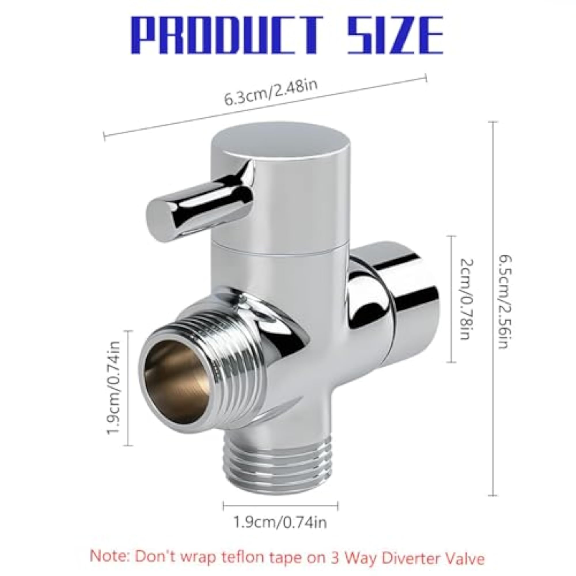 Modern Chrome Plated 3-Way Zinc Alloy Shower Diverter Valve